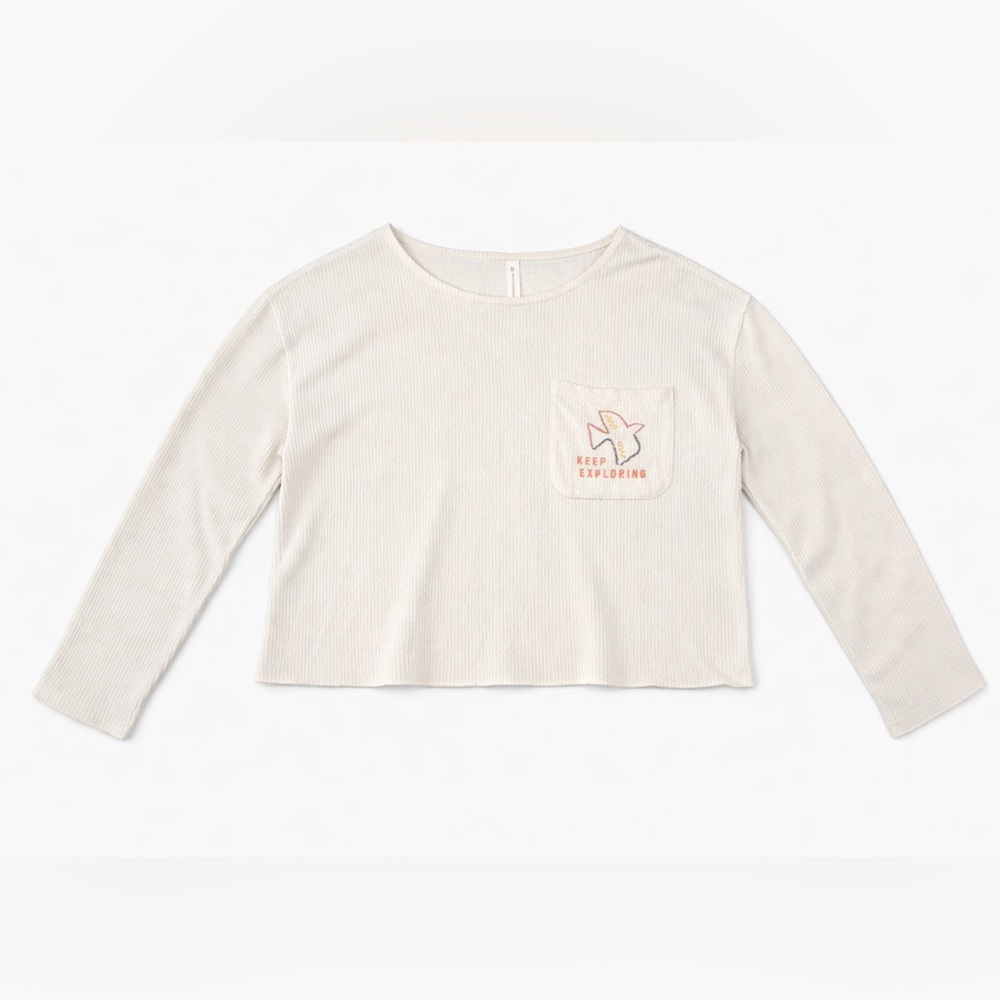 Daily Practice long sleeve cropped thermal top “keep exploring” Anthropologie, L